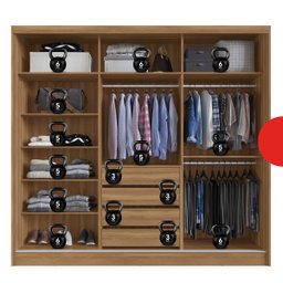 Guarda Roupa Casal com 3 Portas e 1 com 4 Espelhos 100% MDF London Yescasa - 5