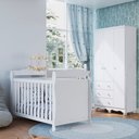 Ver imagem 1 de Quarto de Bebê com Guarda-Roupa 3 Portas e Berço Minicama 100% MDF Nina Espresso Móveis Branco/Brilh