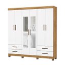 Ver imagem 2 de Guarda-Roupa 6 Portas 4 Gavetas com Espelho e Pés Genova Branco/Cinamomo