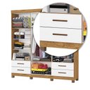 Ver imagem 6 de Guarda-Roupa 6 Portas 4 Gavetas com Espelho e Pés Genova Branco/Cinamomo