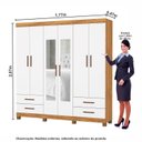Ver imagem 3 de Guarda-Roupa 6 Portas 4 Gavetas com Espelho e Pés Genova Branco/Cinamomo