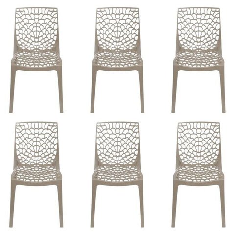 Kit com 6 Cadeiras para Sala de Cadeira Gruvyer Bege/Fendi