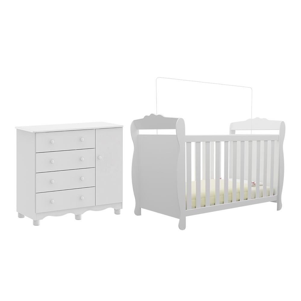 Quarto de Bebê com Cômoda 1 Porta e Berço Minicama 100% MDF Nina Espresso Móveis - 2