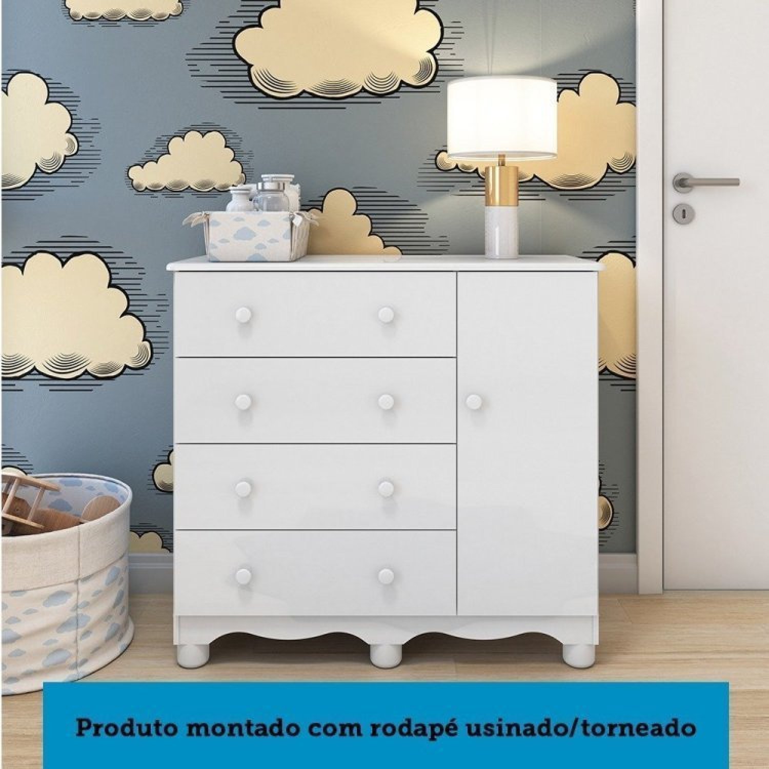 Quarto de Bebê com Cômoda 1 Porta e Berço Americano Nina Espresso Móveis - 7