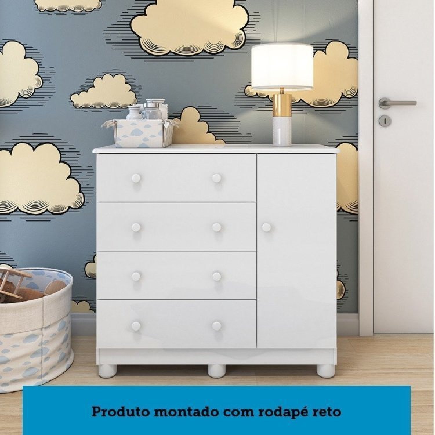 Quarto de Bebê com Cômoda 1 Porta e Berço Americano Nina Espresso Móveis - 8