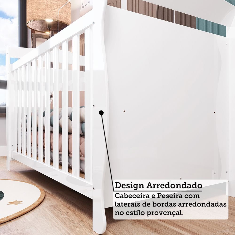 Quarto de Bebê com Cômoda 1 Porta e Berço Minicama 100% MDF Nina Espresso Móveis - 8