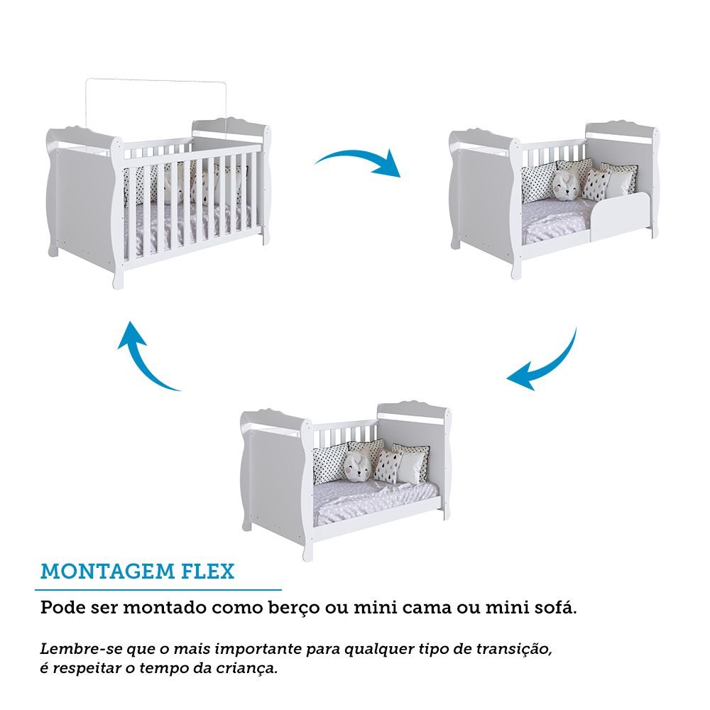 Quarto de Bebê com Cômoda 1 Porta e Berço Minicama 100% MDF Nina Espresso Móveis - 5