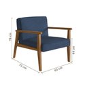 Ver imagem 3 de Poltrona Decorativa Madeira Maciça Jequitibá Assento com Persintas Elásticas e Algodão Julia Nogueira/Azul