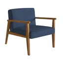 Ver imagem 2 de Poltrona Decorativa Madeira Maciça Jequitibá Assento com Persintas Elásticas e Algodão Julia Nogueira/Azul
