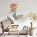 Ver imagem 2 de Adesivo de Parede Flor Rosa Folhas Verde Pastel Contemporâneo