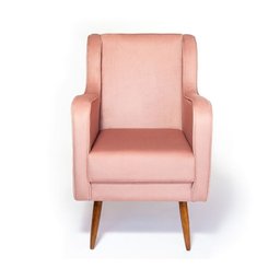 Poltrona de Amamentação C/ Puff Pés Palito Veludo Rose - Lahome Decor (disponibilidade: Disponível e - 2