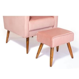 Poltrona de Amamentação C/ Puff Pés Palito Veludo Rose - Lahome Decor (disponibilidade: Disponível e - 4