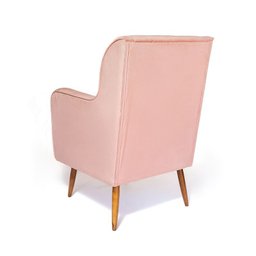 Poltrona de Amamentação C/ Puff Pés Palito Veludo Rose - Lahome Decor (disponibilidade: Disponível e - 3