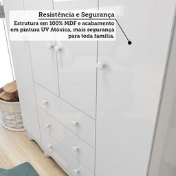 Quarto de Bebê Completo Guarda-Roupa 4 Portas Cômoda e Berço Minicama 100% MDF Nina Espresso Móveis - 8