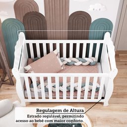 Quarto de Bebê Completo Guarda-Roupa 4 Portas Cômoda e Berço Minicama 100% MDF Nina Espresso Móveis - 11