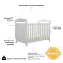 Ver imagem 4 de Quarto de Bebê Completo Berço 3 em 1, Cômoda e Guarda Roupa 100% MDF Nina Espresso Móveis Branco