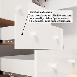 Quarto de Bebê Completo Guarda-Roupa 4 Portas Cômoda e Berço Minicama 100% MDF Nina Espresso Móveis - 10