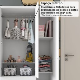 Quarto de Bebê Completo Guarda-Roupa 4 Portas Cômoda e Berço Minicama 100% MDF Nina Espresso Móveis - 12