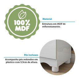 Quarto de Bebê Completo Guarda-Roupa 4 Portas Cômoda e Berço Minicama 100% MDF Nina Espresso Móveis - 13