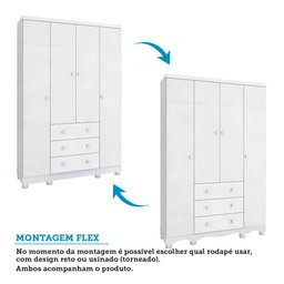 Quarto de Bebê Completo Guarda-Roupa 4 Portas Cômoda e Berço Minicama 100% MDF Nina Espresso Móveis - 6
