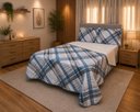 Ver imagem 2 de Kit Cobre-Leito Soft Madri Casal Queen Dupla Face – 3 Peças:Queen Xadrez