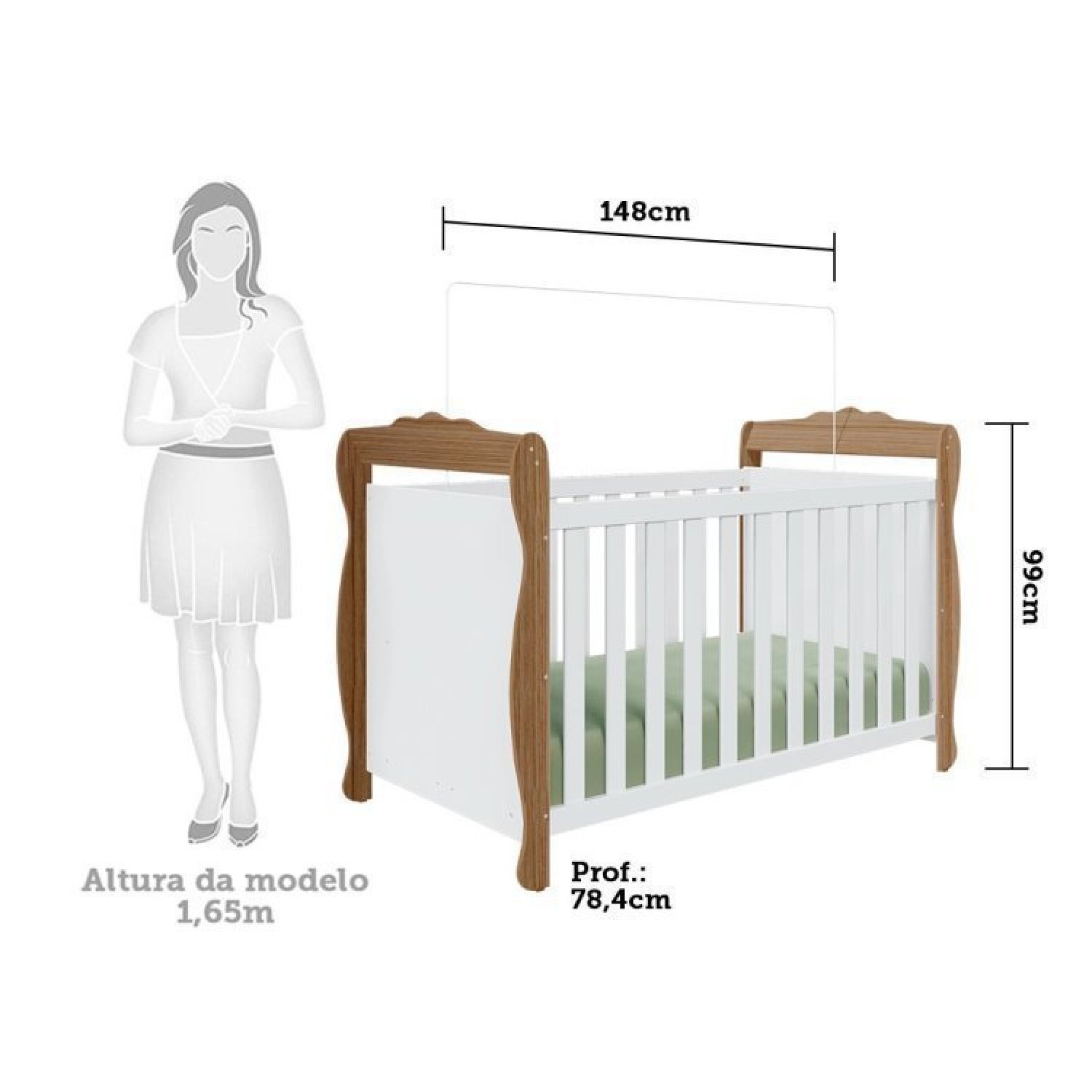 Quarto de Bebê com Guarda Roupa 4 Portas Cômoda 1 Porta e Berço Americano Nina Espresso Móveis - 5