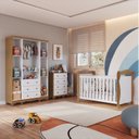 Ver imagem 2 de Quarto de Bebê com Guarda Roupa 4 Portas Cômoda 1 Porta e Berço Americano Nina Espresso Móveis