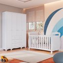 Ver imagem 1 de Quarto de Bebê com Guarda-Roupa 4 Portas e Berço Minicama 100% MDF Nina Espresso Móveis Branco/Brilh