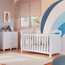 Ver imagem 1 de Quarto de Bebê com Berço Americano e Cômoda 1 Porta Nina Espresso Móveis Branco/Brilho