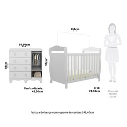 Quarto de Bebê com Berço Americano e Cômoda 1 Porta Nina Espresso Móveis - 3
