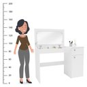 Ver imagem 4 de Escrivaninha Penteadeira Iracema com Tampo Porta Objetos com Espelho 1 Gaveta 1 Porta Branco