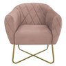 Kit 02 Poltronas Bronze Sintético Nozes Linho - Cor Rosê - 6