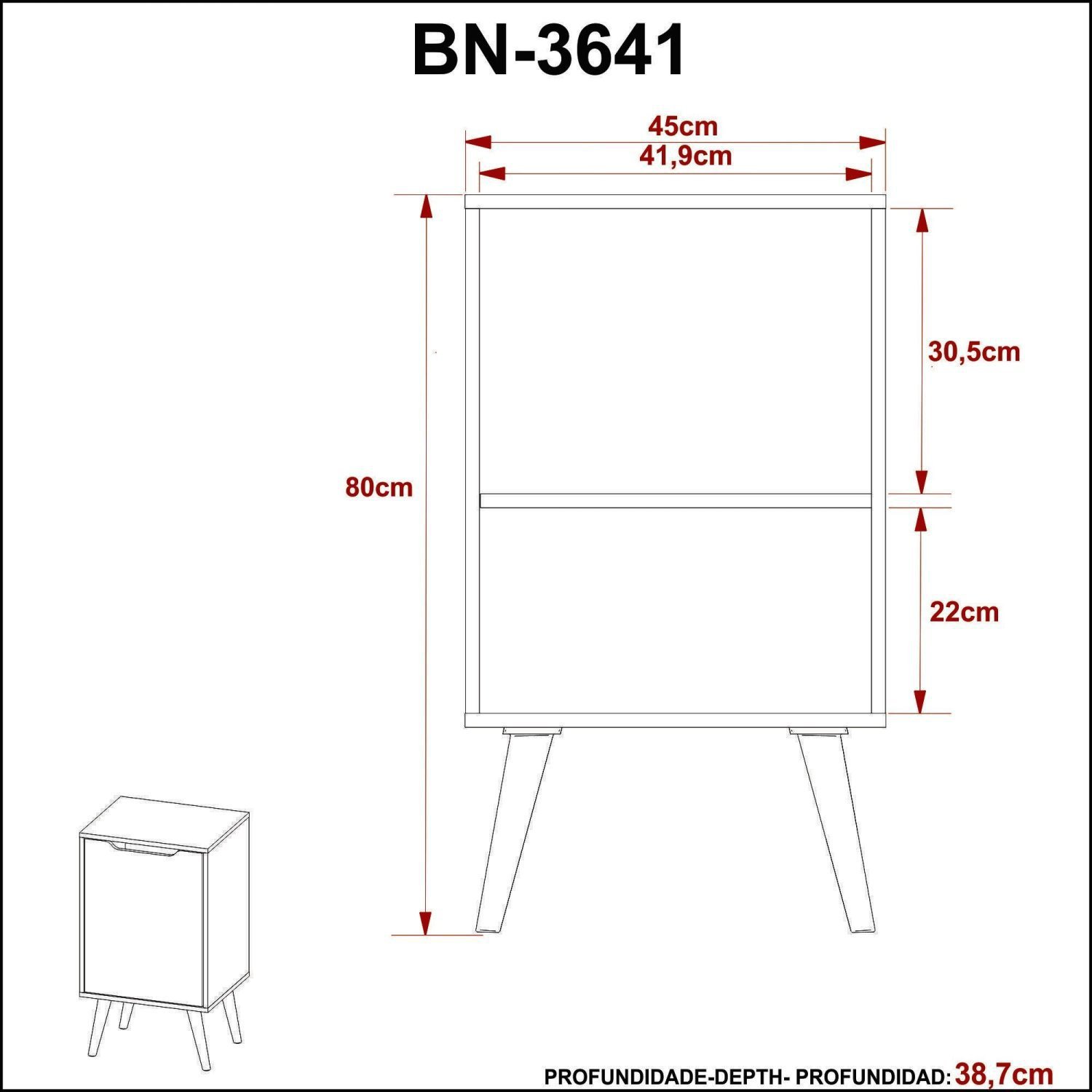 Gabinete para Banheiro 1 Porta Bn3641 - 6