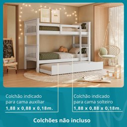 Treliche Solteiro Madeira Maciça Reforçada C/ Cama Auxiliar - 4