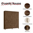 Ver imagem 3 de Guarda Roupa Casal Panamá e Cômoda Ms913 Castanho Wood – Moval