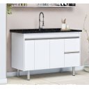 Ver imagem 1 de Gabinete Cozinha Mdf 1,14m Elegance com 4 Pés e Amplo Espaço:branco