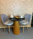 Ver imagem 2 de Mesa de Jantar Cone 60 cm Base Madeira Freijó Tampo Laqueado Preto - Marrom
