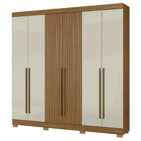 Guarda Roupa Casal 2030230 6 Portas 230 Cm Atacama Areia Ripado Armoveis