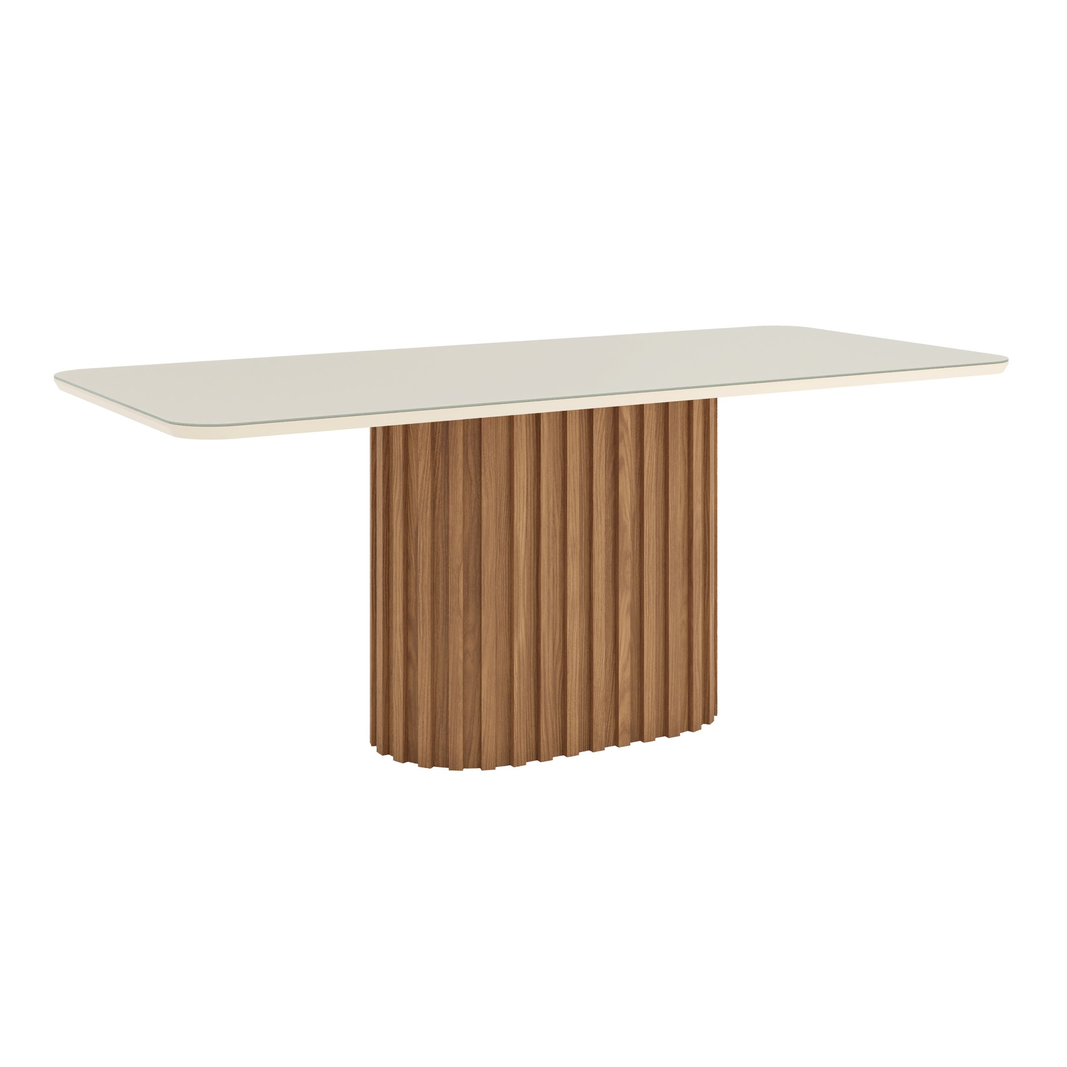 Mesa de Jantar 200x90cm Tampo Vidro/MDF Canto Arredondado Solana - 2