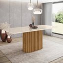 Ver imagem 1 de Mesa de Jantar 200x90cm Tampo Vidro/MDF Canto Arredondado Solana