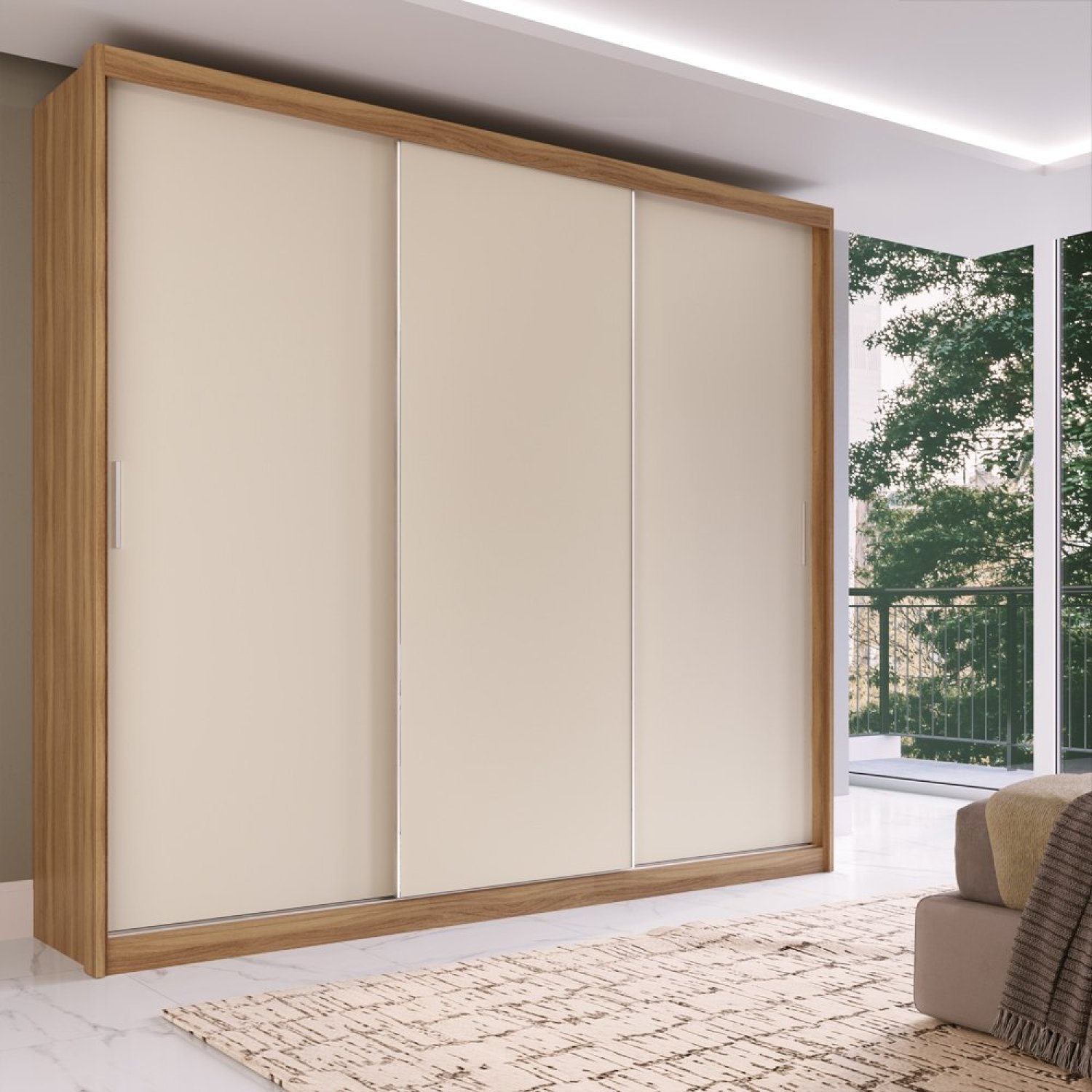 Guarda Roupa Casal 3 Portas 4 Gavetas 100% MDF London Yescasa - 1
