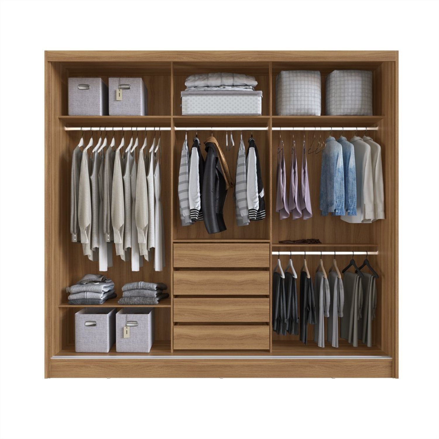 Guarda Roupa Casal 3 Portas 4 Gavetas 100% MDF London Yescasa - 2