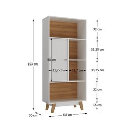 Kit 2 Peças com Escrivaninha em L e Estante 1 Porta Retrô  - 6