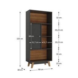 Kit 2 Peças Escrivaninha em L 120x136cm e Estante 1 Porta Retrô  - 6