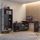 Ver imagem 1 de Kit 2 Peças Escrivaninha em L 120x136cm e Estante 1 Porta Retrô