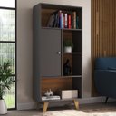 Ver imagem 2 de Kit 2 Peças Escrivaninha em L 120x136cm e Estante 1 Porta Retrô