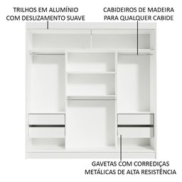 Guarda-roupa Casal Madesa Reno 3 Portas de Correr com Espelho - 6