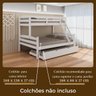 Treliche Casal de Madeira com Cama Auxiliar de Solteiro Branco - 7