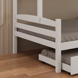 Treliche Casal de Madeira com Cama Auxiliar de Solteiro Branco - 10