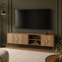 Ver imagem 4 de Rack para Sala de Estar TV 65 pol Industrial Orgânico Alek A03 Hanover Dourado - Lyam Decor